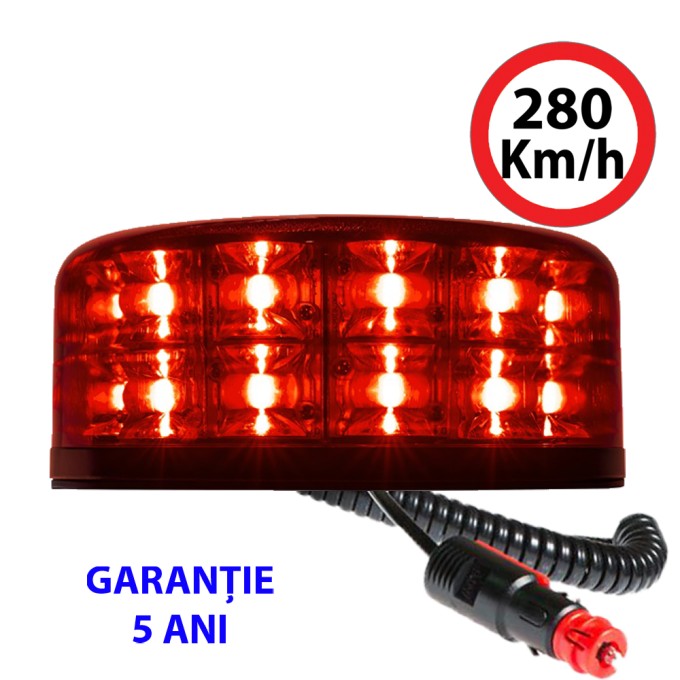 Girofar LED Magnetic aerodinamic 12-24V 24 LED-uri de 3W - 5 ani Garantie-280 km/h